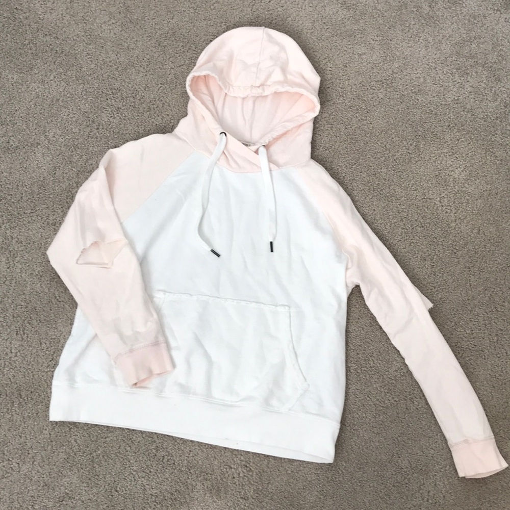 Pink and white sweatshirt